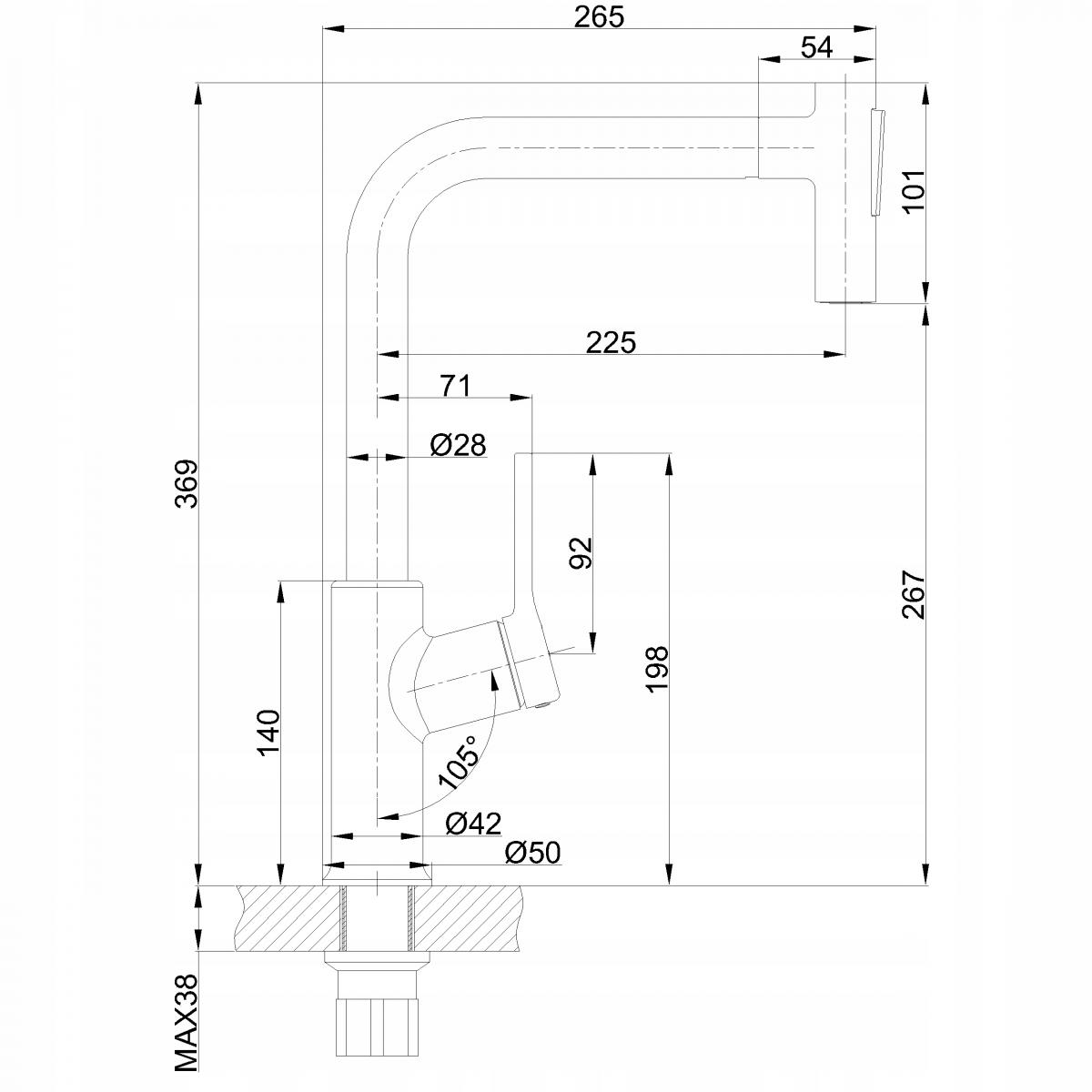 INVENA BATERIA ZLEW FARSALA Z WYCIĄGANĄ 2F WYLEWKĄ TYPU L CZARNA TREND