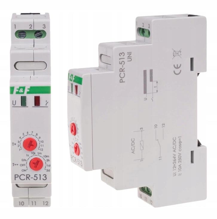Przekaźnik czasowy PCR-513 UNI jednofunkcyjny- rewersyjny (opóźn. załączani