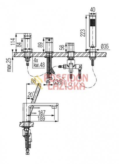 Bateria Loft 4-otworowa stojąca