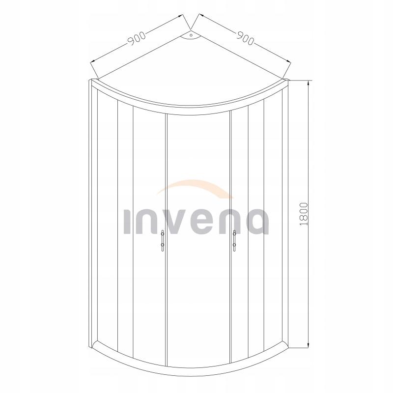 INVENA KABINA NATRYSK. PÓŁOKR.MARBELLA 90X90 PR.CHROM SZKŁO MROŻONE