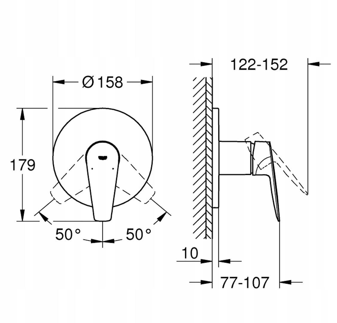 GROHE Bateria podtynkowa jednouchwytowa BauEdge do obsługi jednego wyjścia