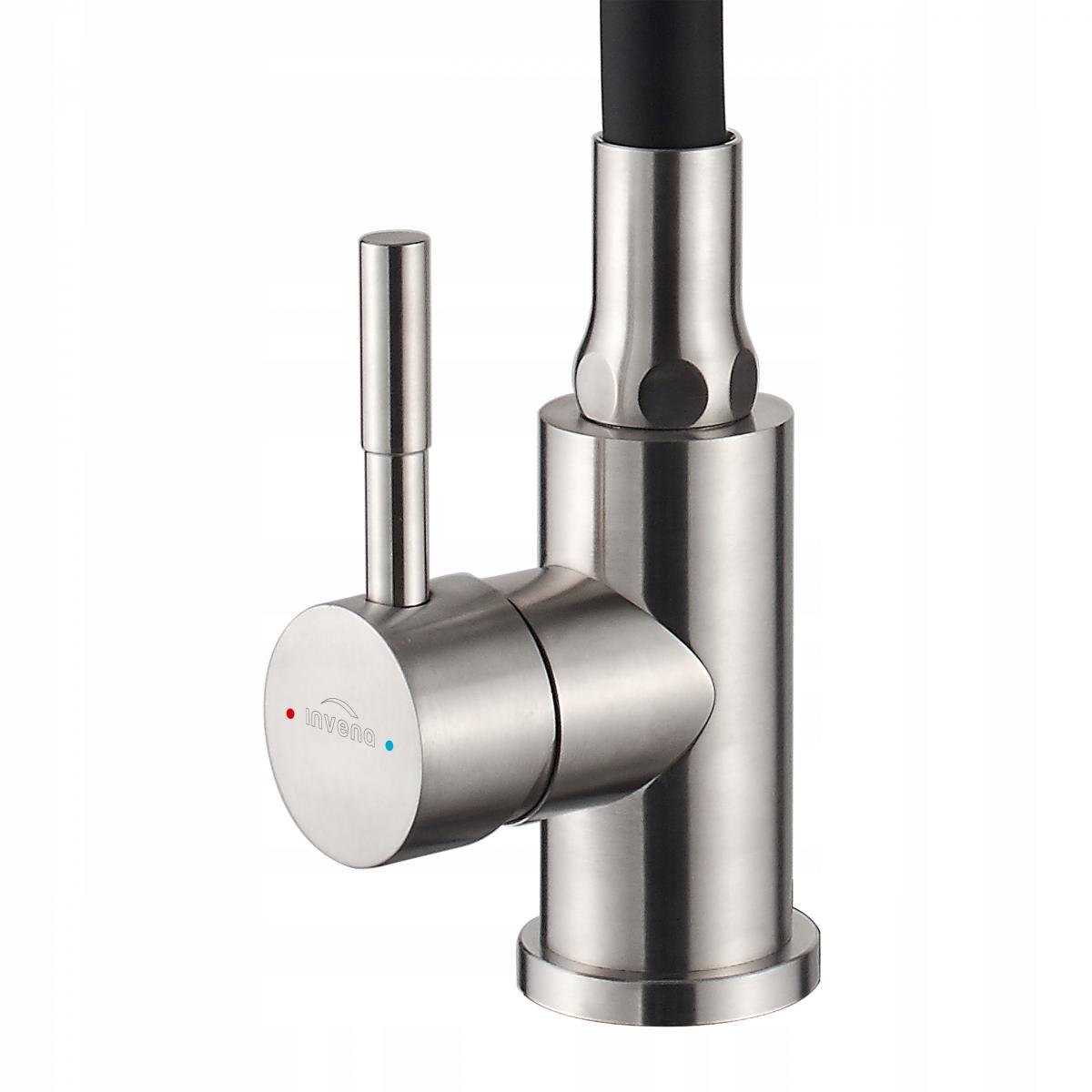 INVENA BATERIA ZLEWOZMYWAKOWA GABI Z RUCHOMĄ 2F WYLEWKĄ, INOX / CZARNA