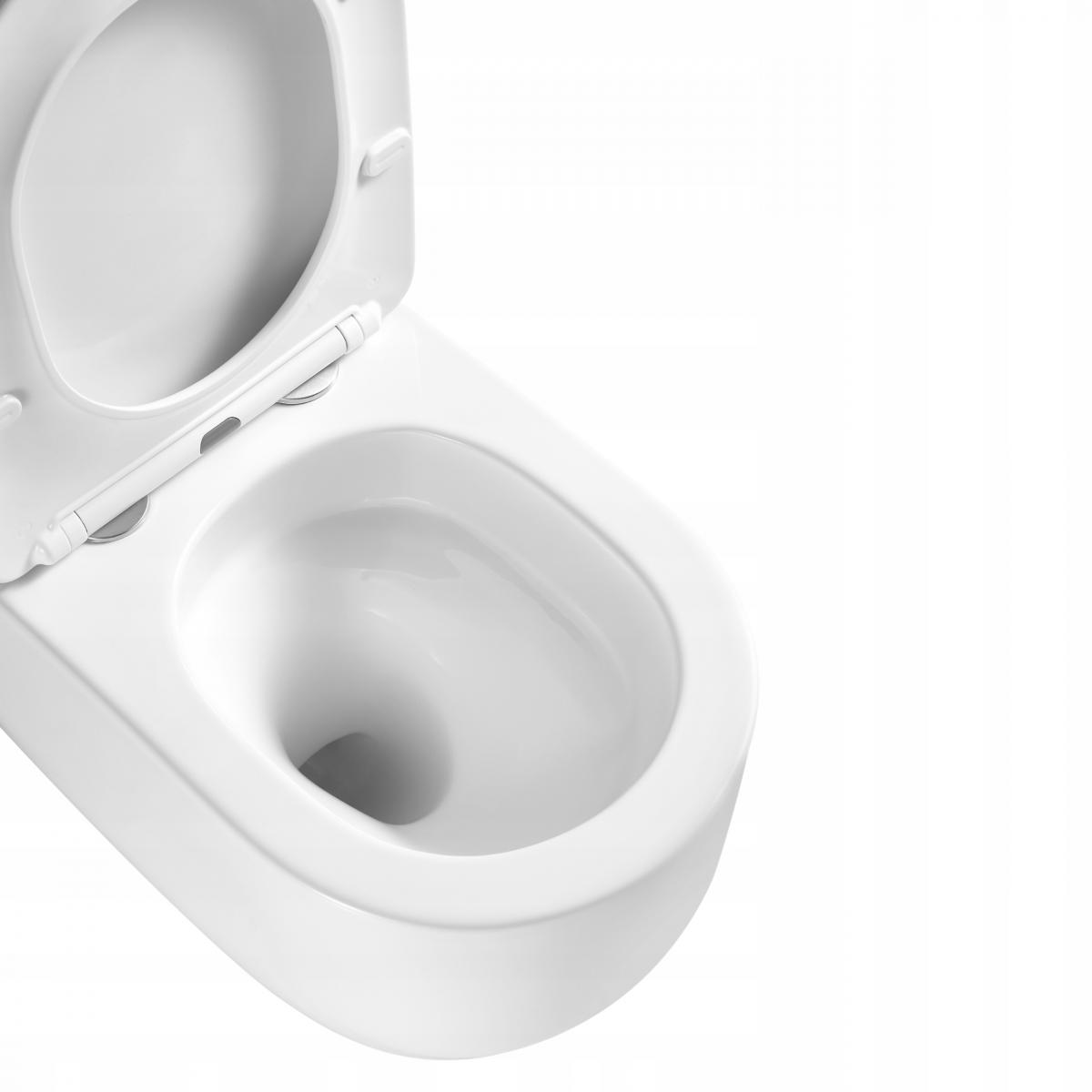 INVENA MISKA WC PODWIESZANA, QFS, KORFU OKRĄGŁA, Z DESKĄ WOLNOOPADAJĄCĄ