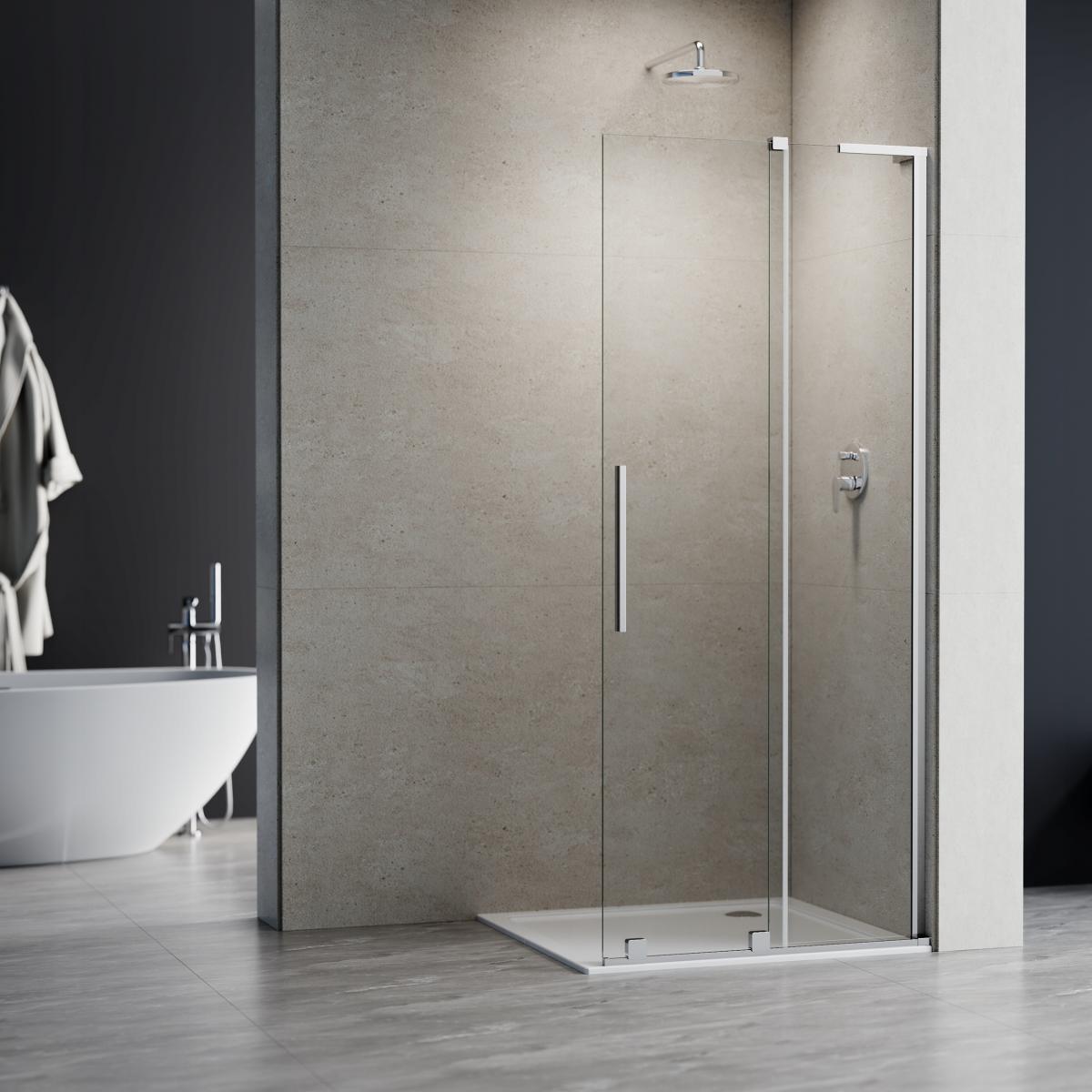 KABINA WALK-IN PRZESUWNA 120 CM, TRANSP, CHROM