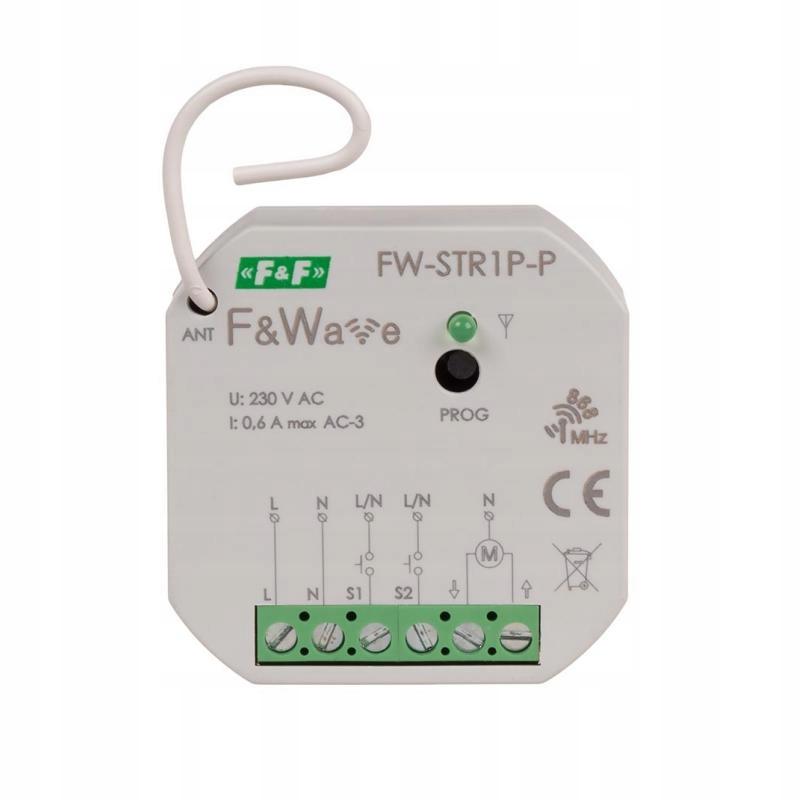 Radiowy sterownik rolet 230V, do montażu podtynkowego, do puszki 60 85÷265V