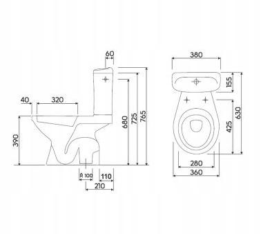 GEBERIT Miska stojąca Idol kompaktowa pionowa 48h