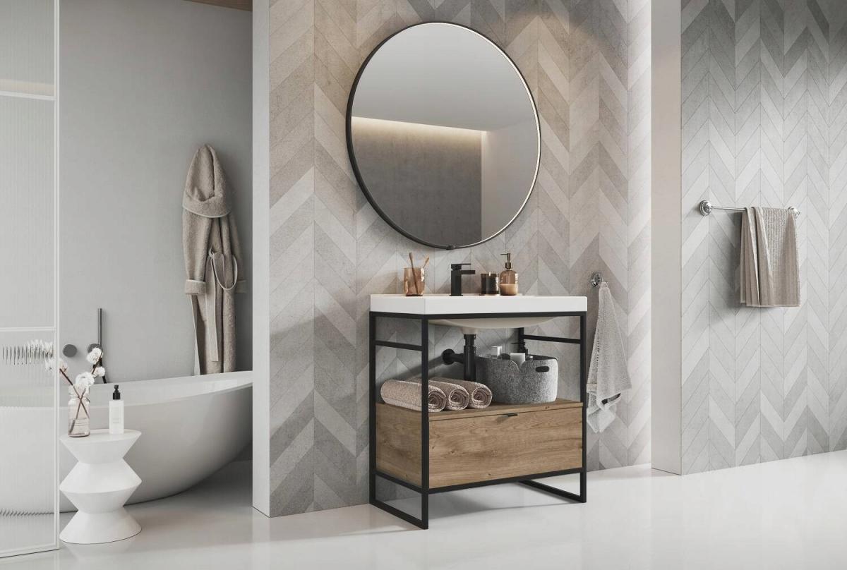 Szafka do stelaża 757 x 455 x 275 mm dąb canela z 1 szufladą ROCA Indus 80