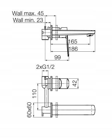ESTO BLACK Bateria umywalkowa podtynkowa