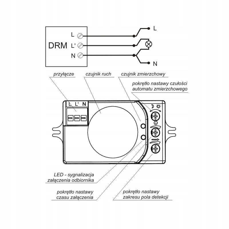 F&F Mikrofalowy czujnik ruchu 360 stopni 24V DRM-01 DRM-01-24V
