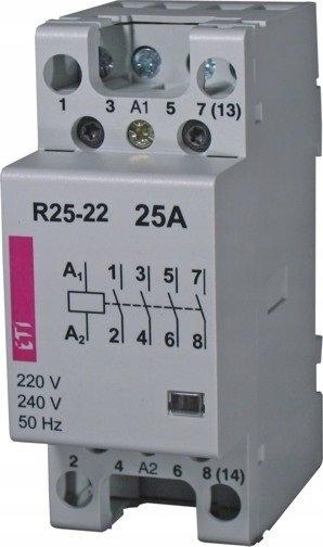Stycznik modułowy 25A 2 styki zwierne i 2 rozwierne (2 modułowy, 4 biegunow