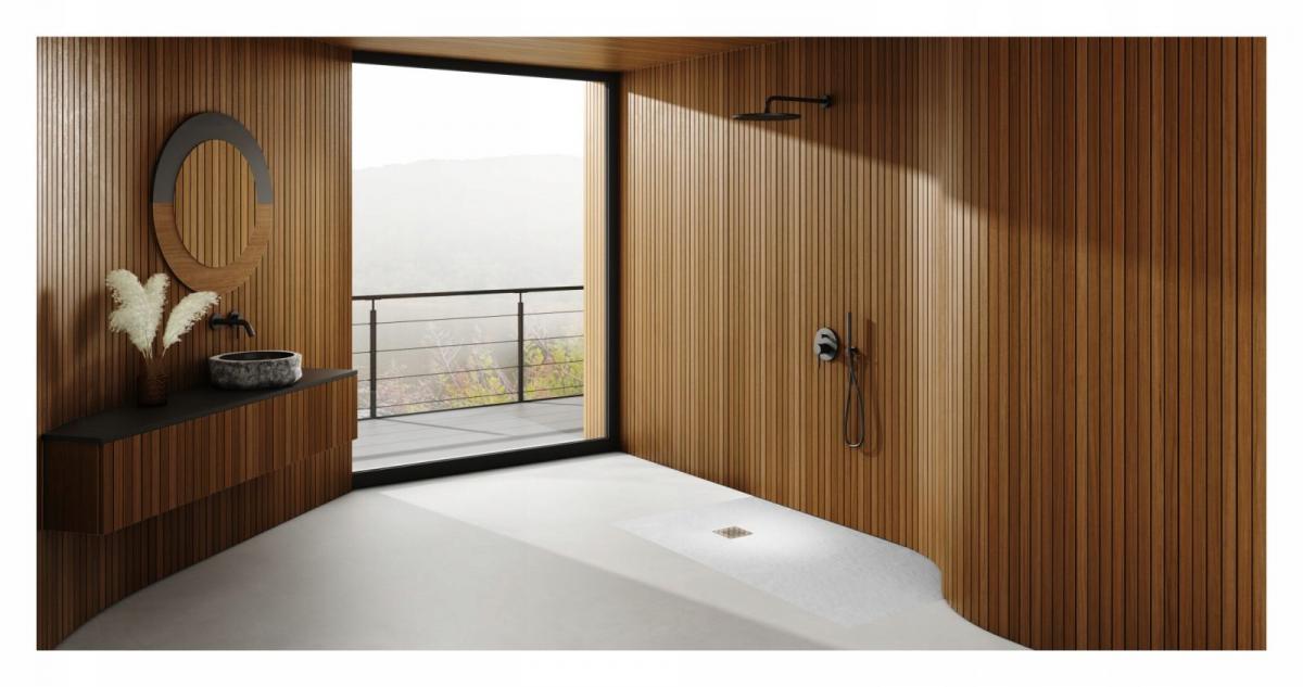 SCHEDPOL Brodzik kompozyt Kalait Stabilsound White Stone 90x90 półokrągły