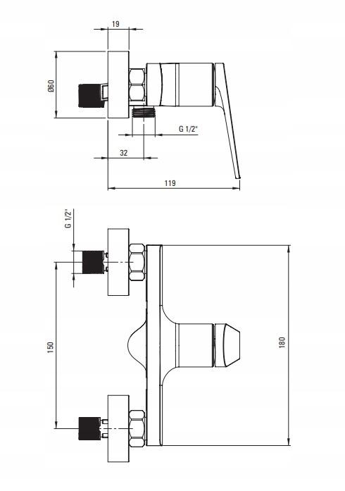 DEANTE Bateria prysznicowa Ivo, chrom, bez kompletu natryskowego