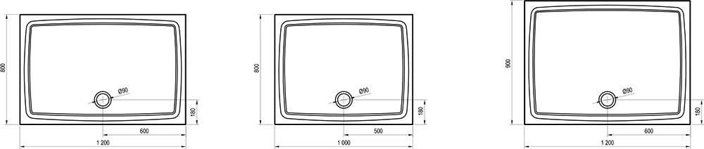 Brodzik Ravak Gigant Pro Flat - prostokątny 100x80 cm gładki, średnica syfo