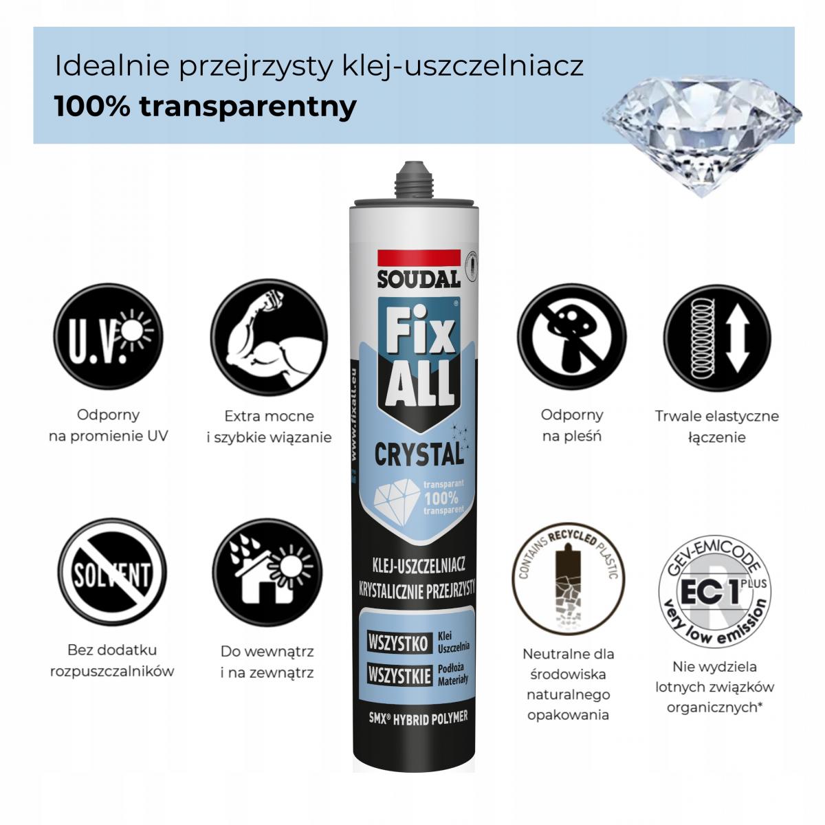 SOUDAL Fix all crystal 290ml bezbarwny klej-uszczelniacz hybrydowy