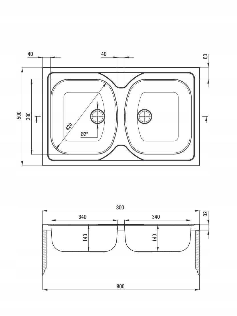DEANTE Zlewozmywak stalowy TANGO 2-komorowy nakładany SATYNA ZM5_0200 48h