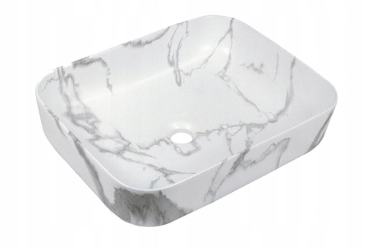 INVENA UMYWALKA NABL FLORINA INVENA TREND 51CM PROST EFEKT MARMUR BIAŁY MAT