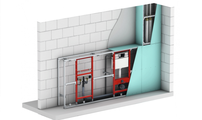 Stelaż do bidetu ściennego podtynkowy TECE TECEprofil 500 x 140 x 1120 mm