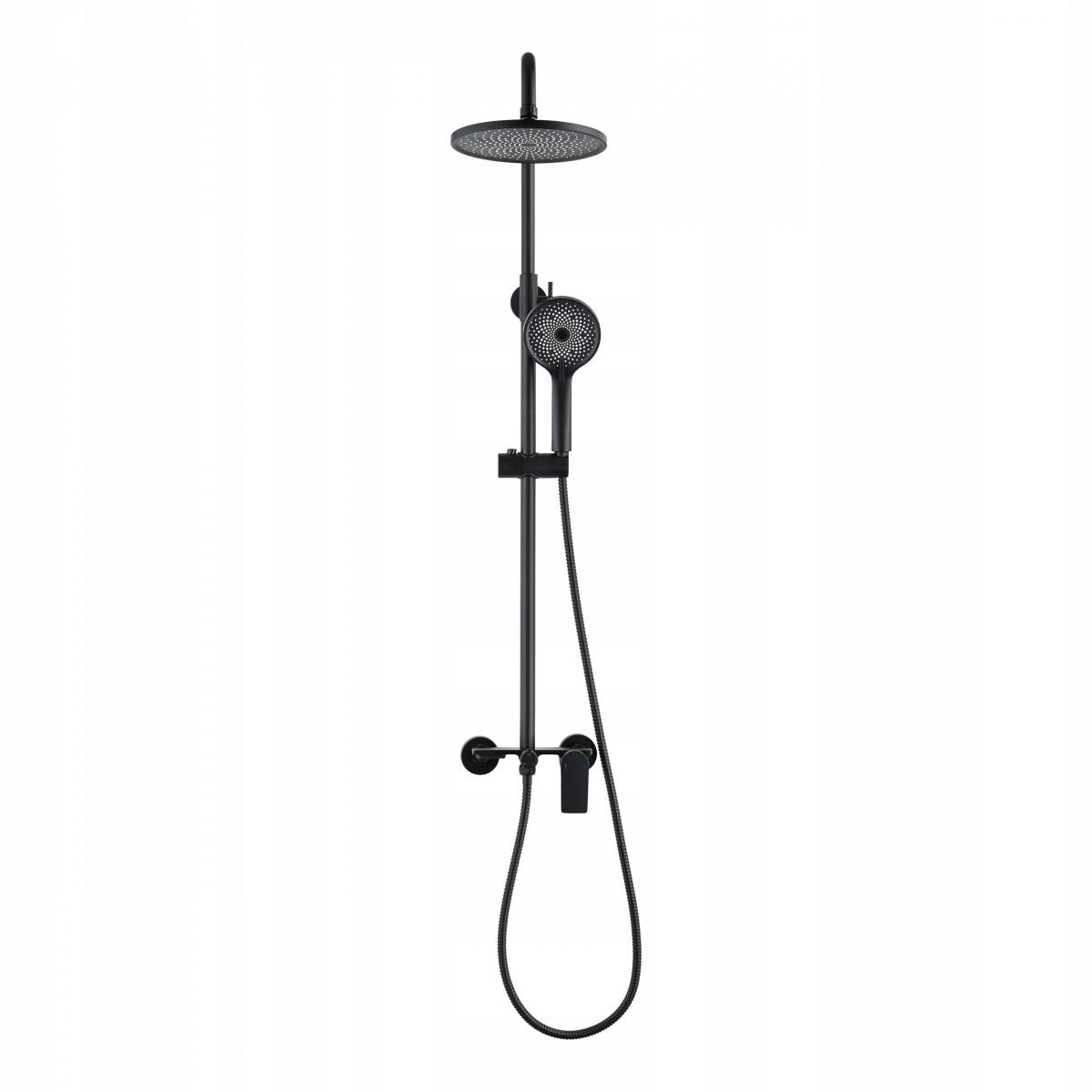 INVENA DESZCZOWNIA Z BATERIĄ NATRYSKOWĄ RIKIA CZARNA