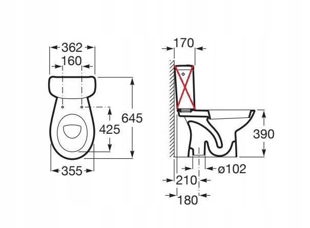 ROCA Miska WC ROCA ADELE/MADALENA do kompaktu z deską PP A801314N04 biała
