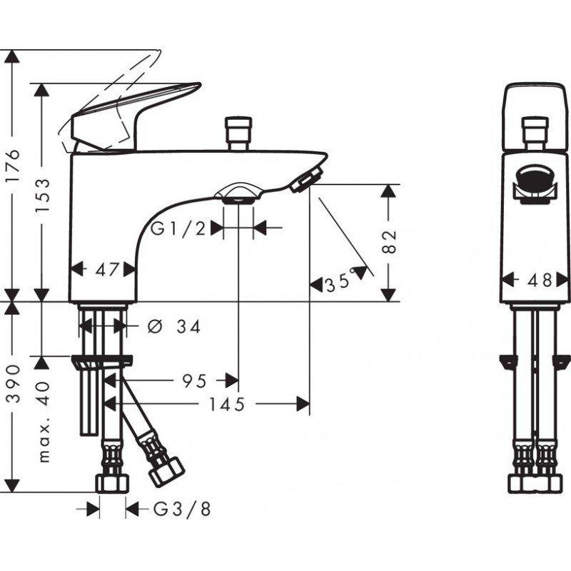 Bateria wannowo-prysznicowa jednouchwytowa nawannowa Hansgrohe Logis