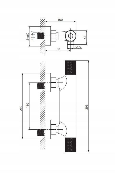 CERSANIT Bateria natryskowa termostatyczna ścienna Zen Gun metal