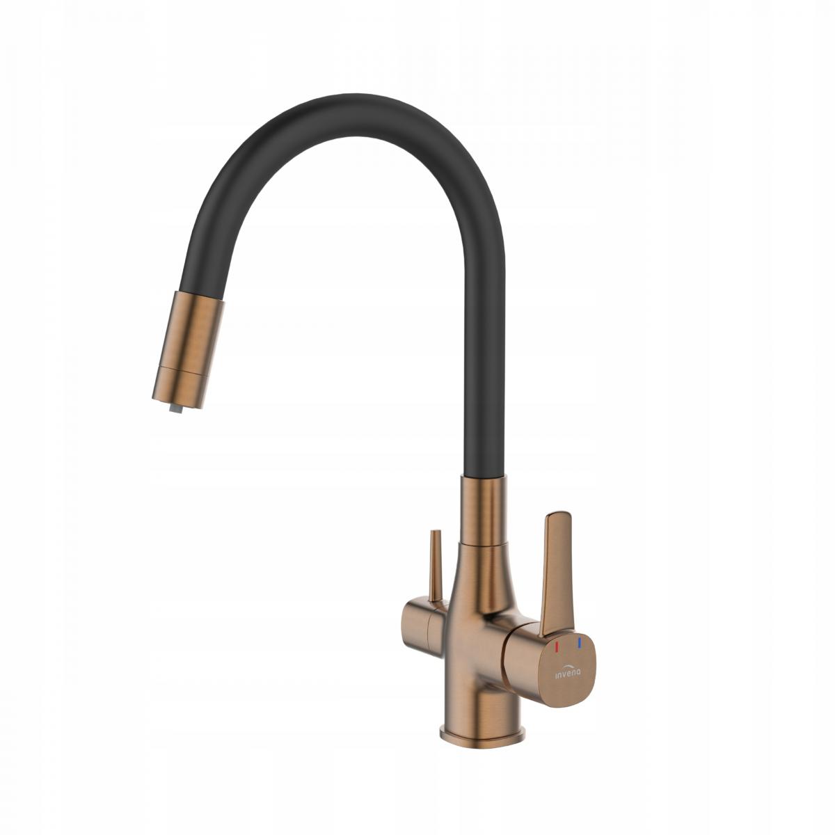 INVENA BATERIA ZLEWOZMYWAKOWA Z FILTREM GLAMOUR TREND, MIEDŹ / CZARNA