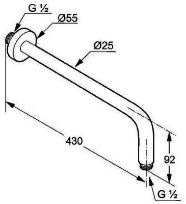 Ramię natrysku KLUDI A-QA 400 mm chrom