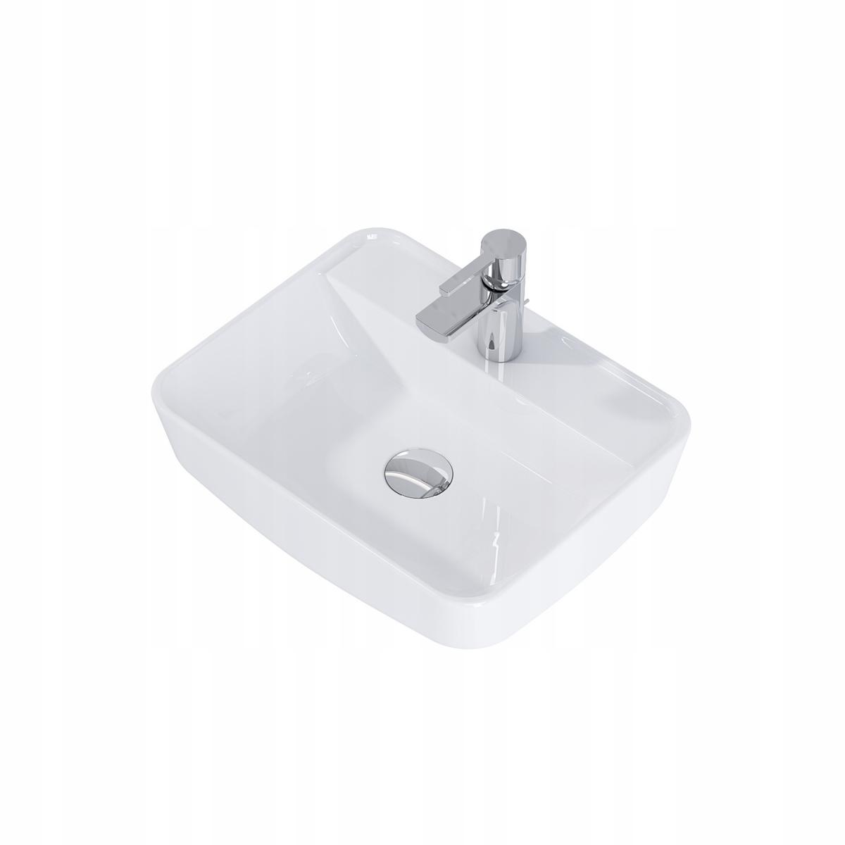 Umywalka nablatowa ENZO 50x40cm, z/otw., b/przel. Ceramiczna Biały ELITA