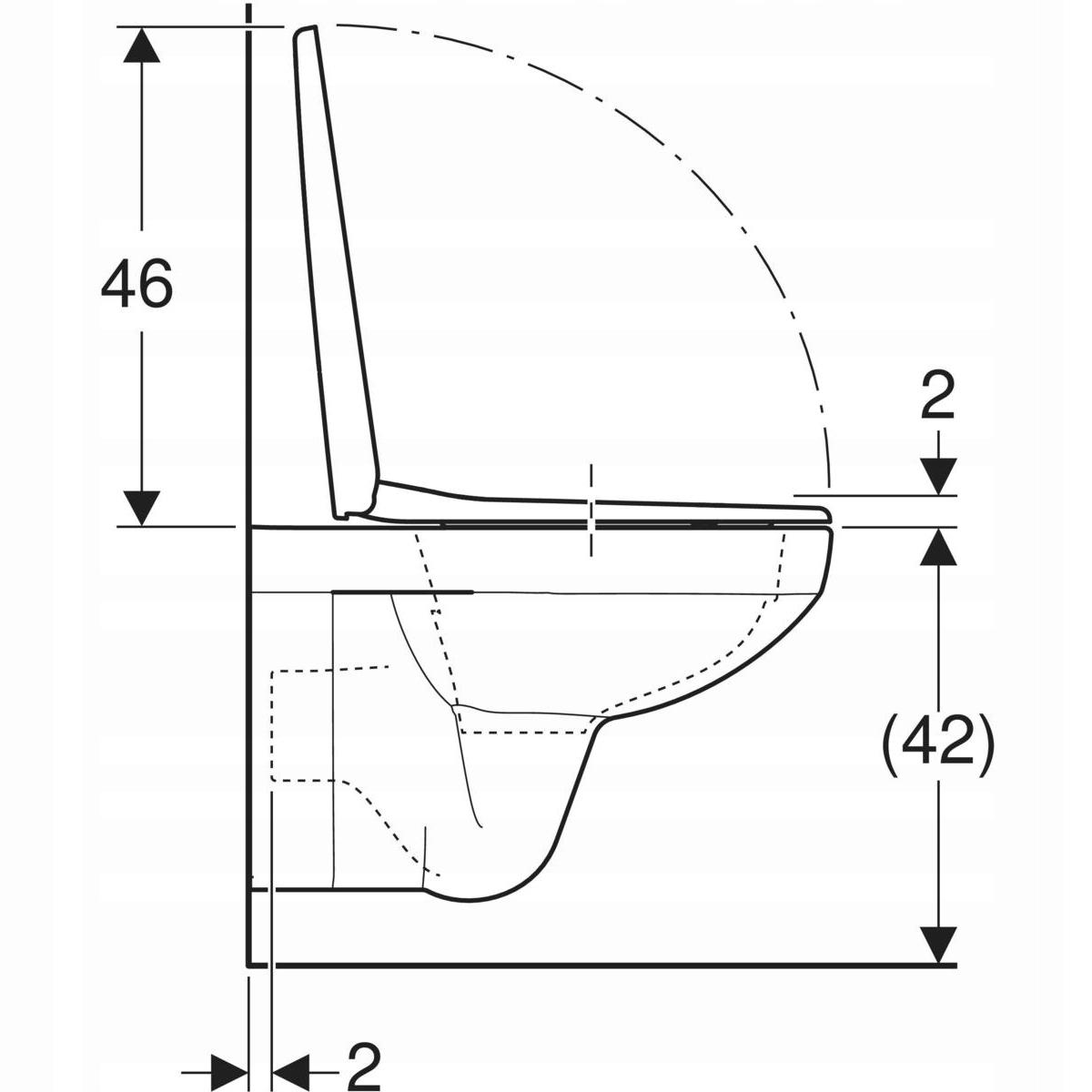 Zestaw miski wiszącej WC Selnova Square lejowa, B35.5 cm, H39 cm, T53 cm, R