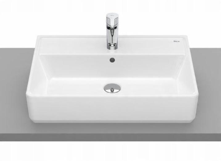 Umywalka nablatowa GAP ALTER 60x42cm, z/otw., z/przel. Biały ROCA