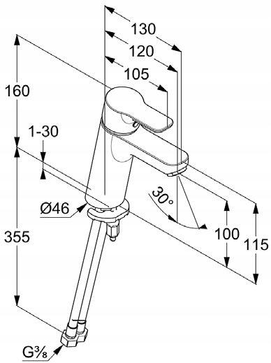 Bateria umywalkowa KLUDI PURE&EASY 70 1-uchwytowa mosiężna DN 15 chrom