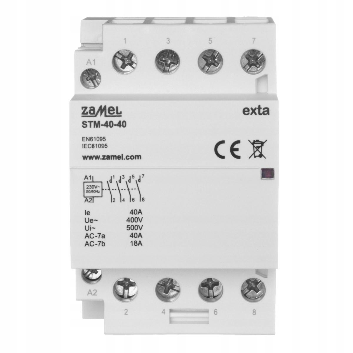 ZAMEL Stycznik modułowy instalacyjny 40A, 4xNO, 230V AC STM-40-40
