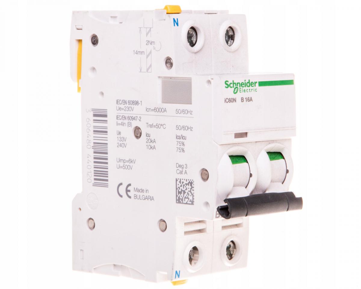 SCHNEIDER ELECTRIC Wyłącznik nadprądowy iC60N-B16-1N B 16A 1N-biegunowy