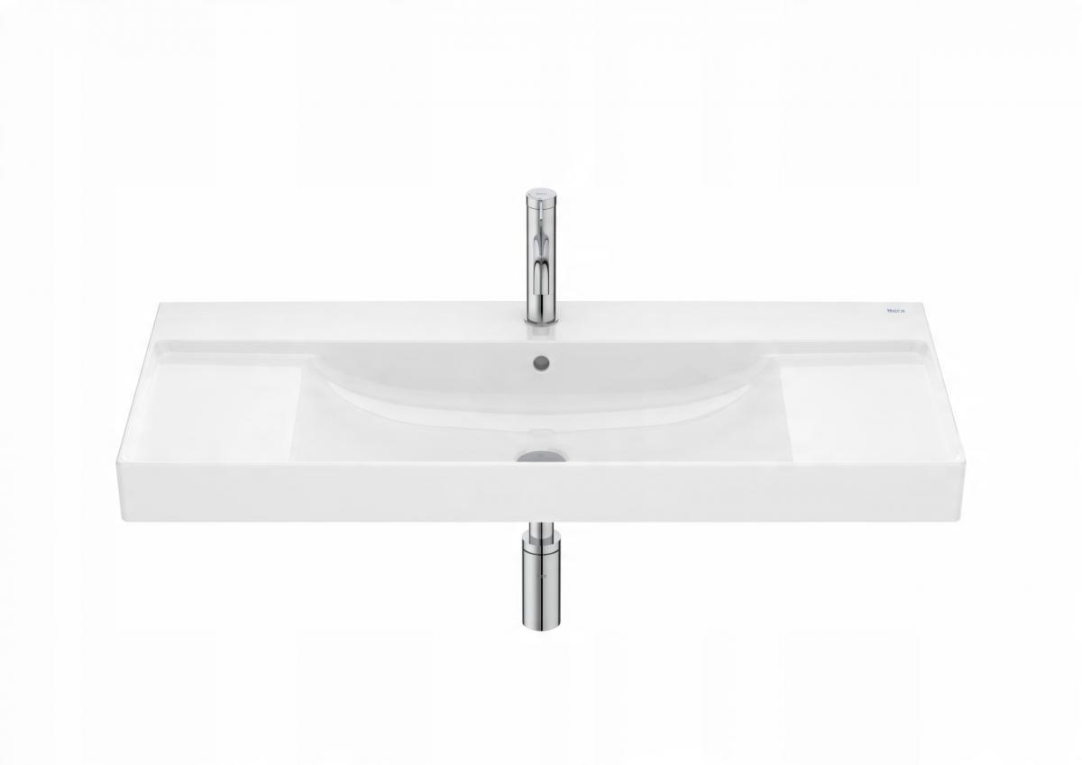 Umywalka ścienna ONA 100x46cm, z/otw., z/przel. Biały ROCA
