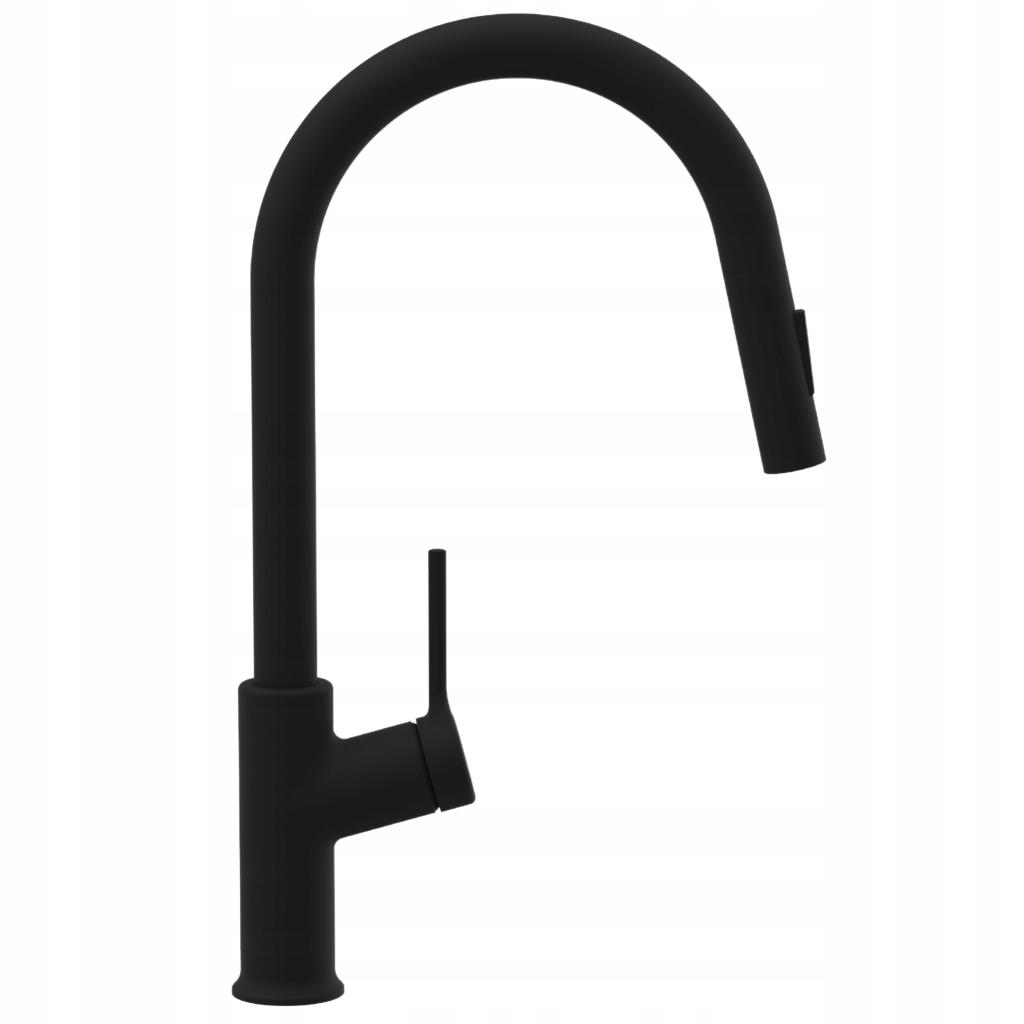 INVENA BATERIA ZLEW FARSALA Z WYCIĄGANĄ 2F WYLEWKĄ TYPU U CZARNA TREND