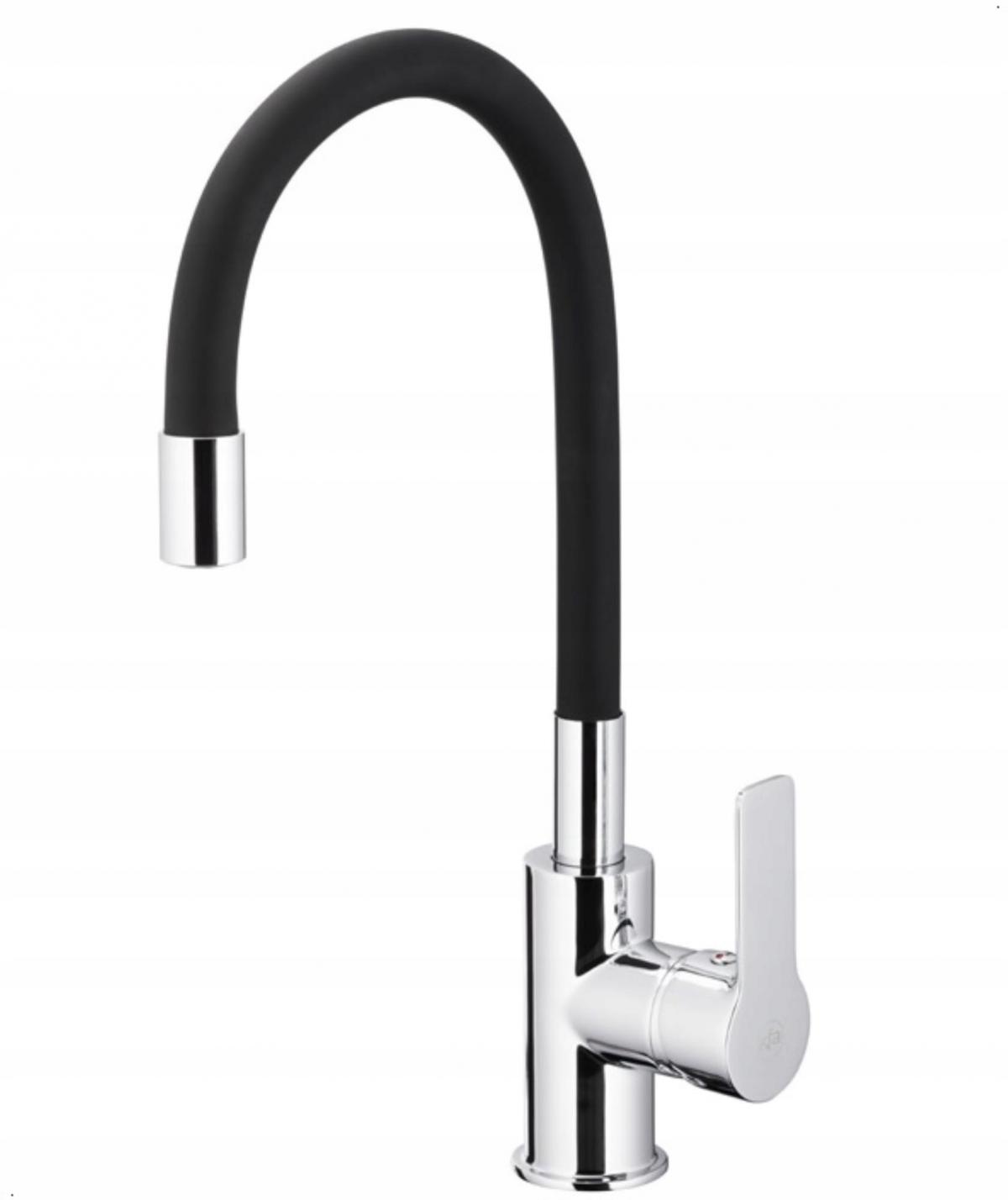 Bateria kuchenna stojąca ARMATURA KRAKÓW RUMBA 1ot szara/chrom z giętką wyl