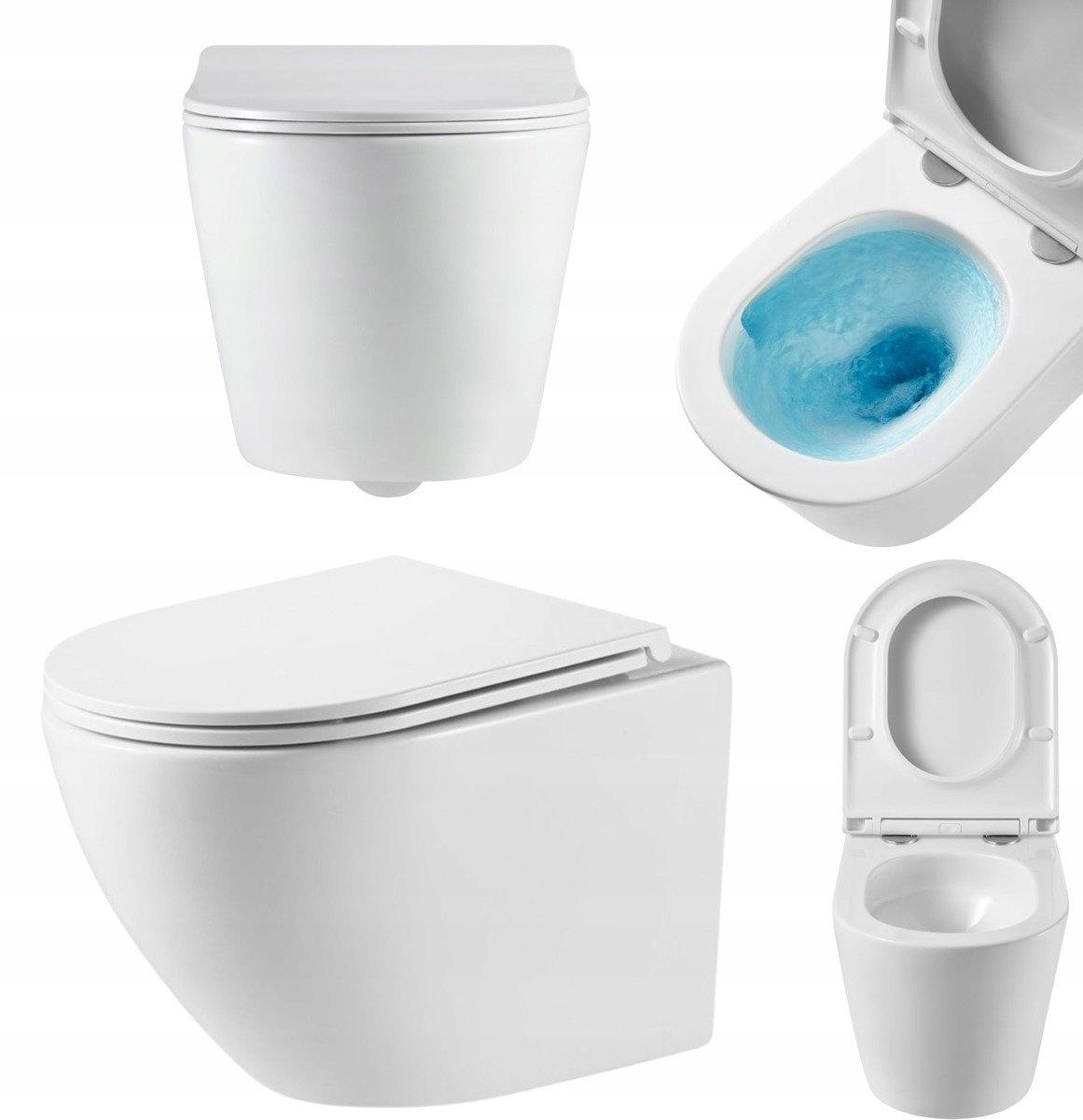 INVENA MISKA WC PODWIESZANA, QFS, LIMNOS OKRĄGŁA, Z DESKĄ WOLNOOPADAJĄCĄ