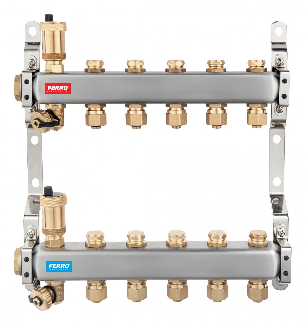 Rozdzielacz 12-ob FERRO RED INOX STANDARD PEX 48h