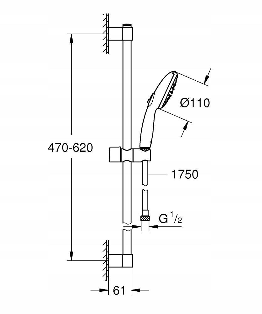 GROHE Zestaw prysznicowy GROHE Tempesta 110 matte black z drążkiem