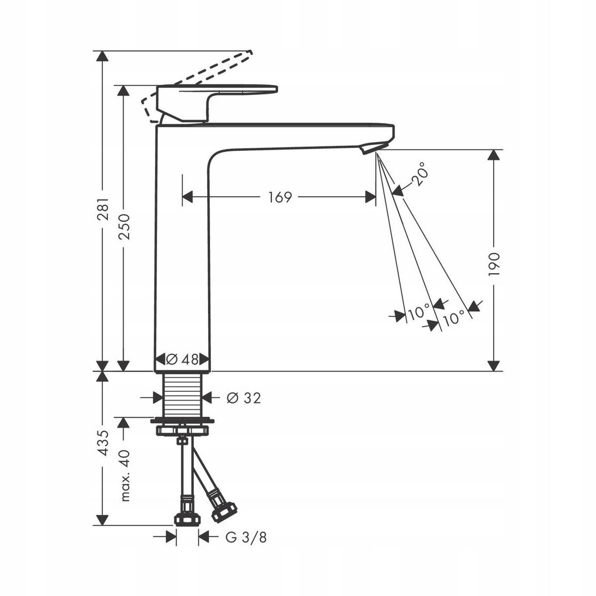 Bateria umywalkowa stojąca Hansgrohe Vernis Blend srebrny