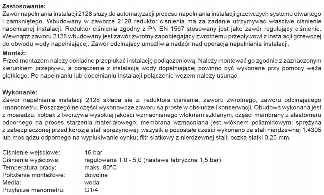 SYR Zawór napełniania instalacji 2128 3/4 cala