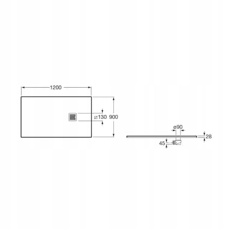 Brodzik prysznicowy kompozyt STONEX prostokąt 90x120x2.8cm TERRAN z syfon