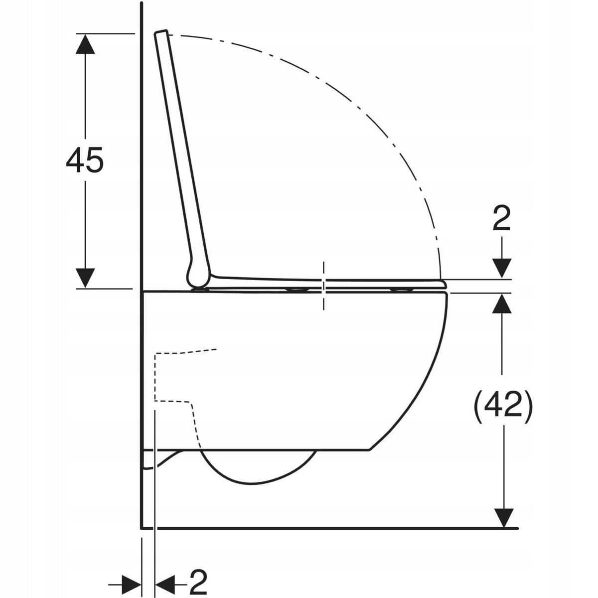 Zestaw wiszącej miski WC Acanto, lejowa, B36 cm, H38.5 cm, T53 cm, ukryte m