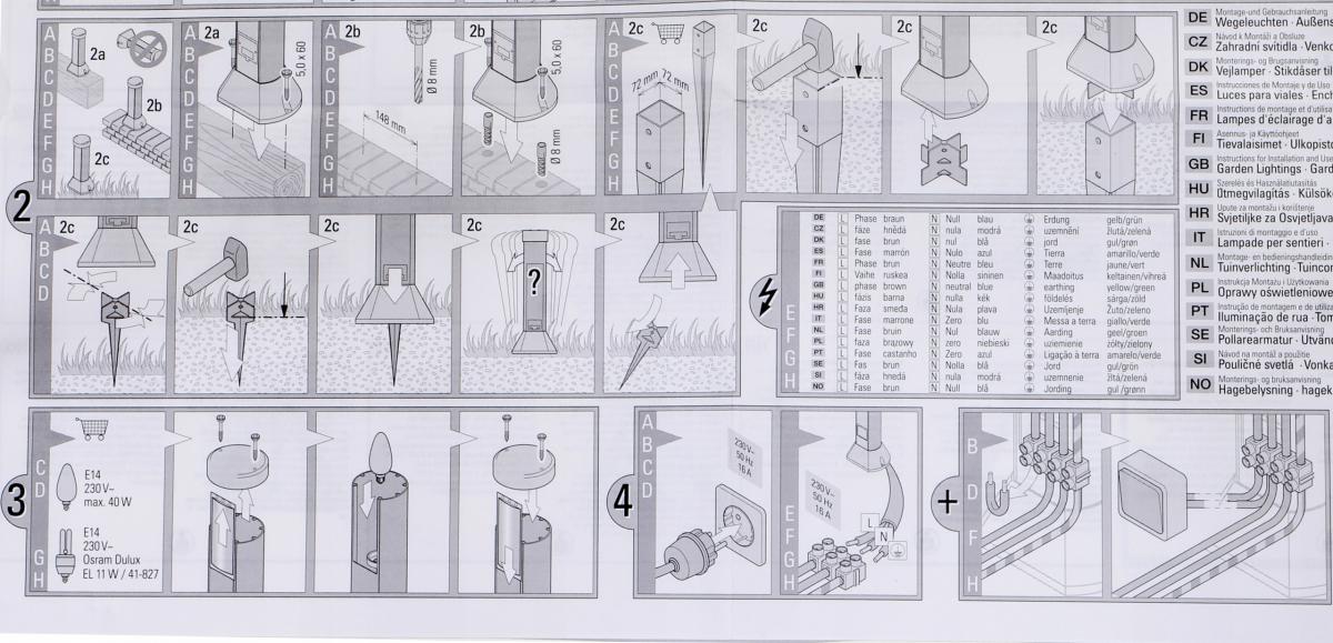 PCE Słupek ogrodowy 2xGS 16A 3p 230V, IP44 2mb OWY 3x1mm2