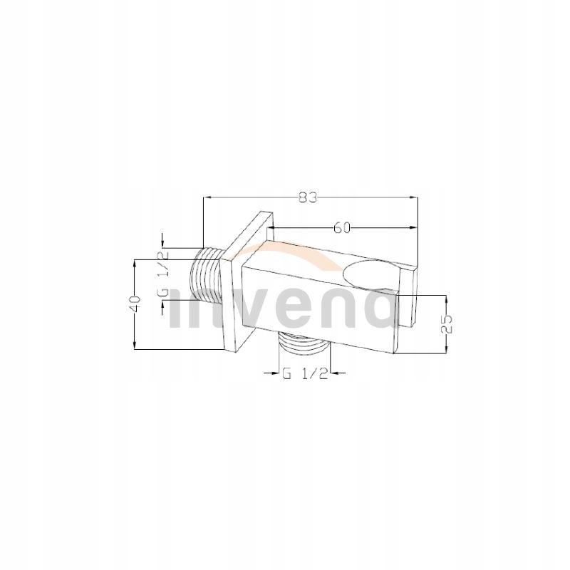 INVENA PRZYŁĄCZE Z UCHWYTEM NA SŁUCHAWKĘ KWADRATOWE, CZARNE