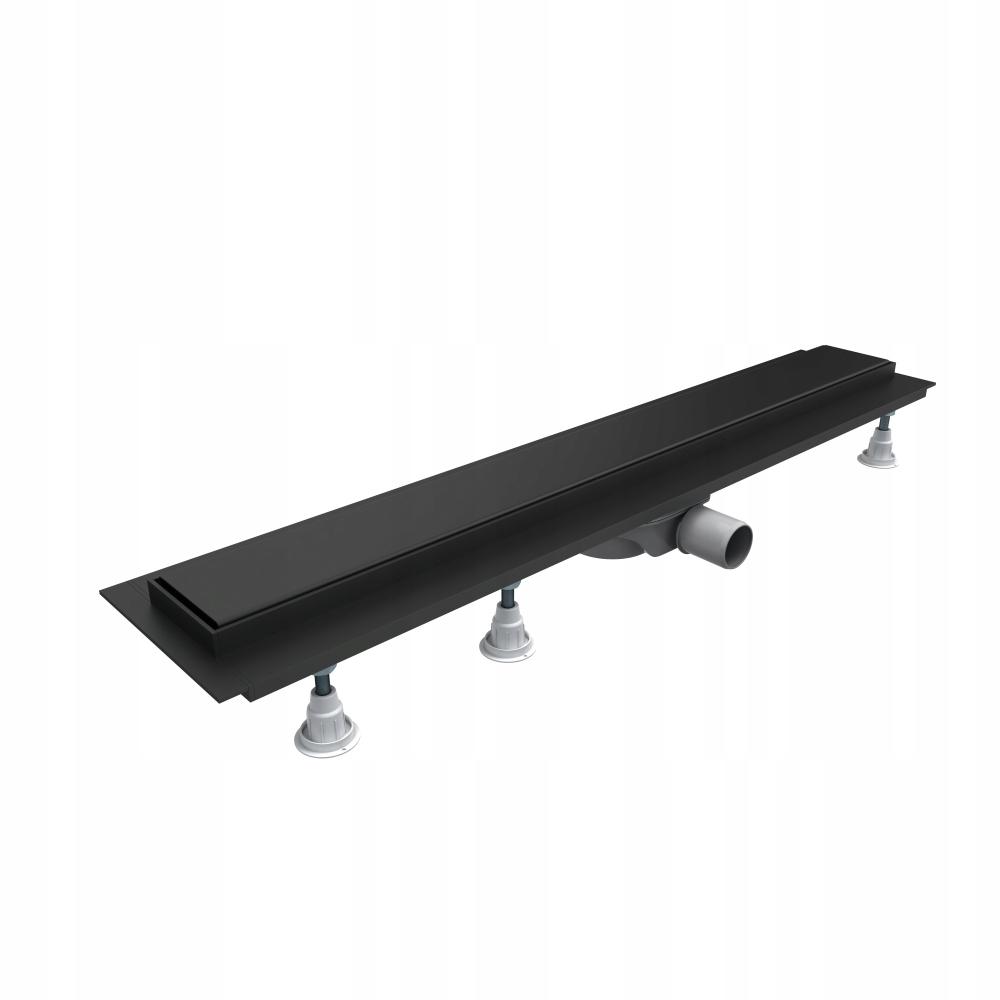 Odpływ liniowy Base-Low Black Standard Plus 80x8x7 z maskownicą Black Steel