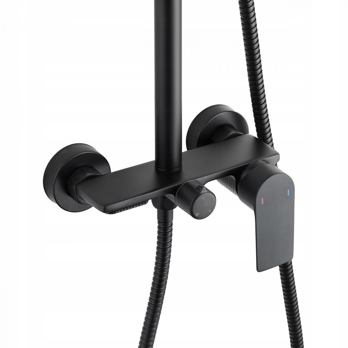 INVENA DESZCZOWNIA Z BATERIĄ NATRYSKOWĄ RIKIA CZARNA