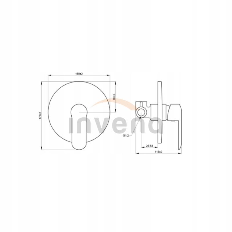 Bateria natryskowa INVENA podtynkowa SIROS 1-funkcyjna 48h