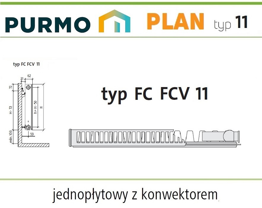 PURMO PLAN PŁASKI FC11 900x700 C 11 BOCZNY