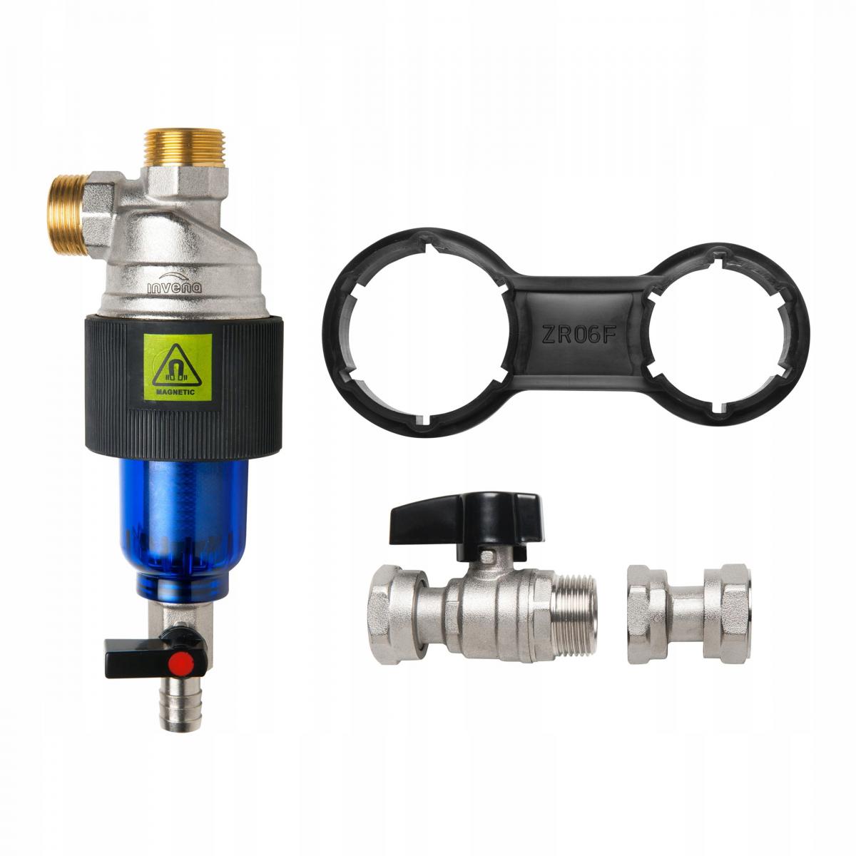 INVENA SEPARATOR MAGNETYCZNY 3/4 Z PÓŁŚRUBUNKIEM DO URZĄDZEŃ GRZEWCZYCH